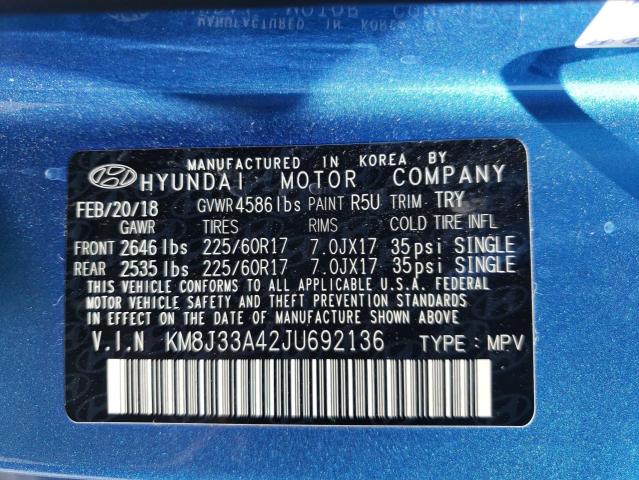 Photo 10 from auction – 2018 HYUNDAI TUCSON SEL with VIN KM8J33A42JU692136