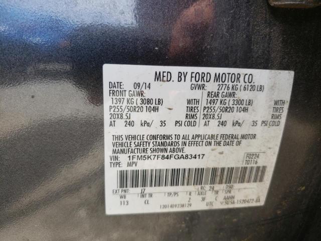 Photo 10 from auction – 2015 FORD EXPLORER L with VIN 1FM5K7F84FGA83417
