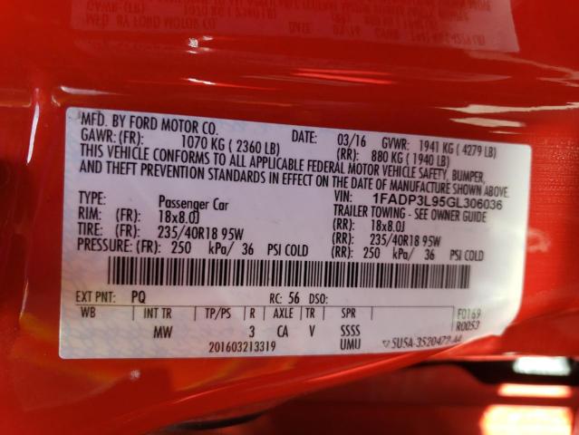 Photo 10 from auction – 2016 FORD FOCUS ST with VIN 1FADP3L95GL306036