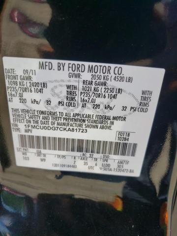 Photo 10 from auction – 2012 FORD ESCAPE XLT with VIN 1FMCU0DG7CKA81723