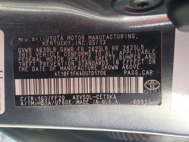 Photo 10 from auction – 2013 TOYOTA CAMRY L with VIN 4T1BF1FK4DU701706