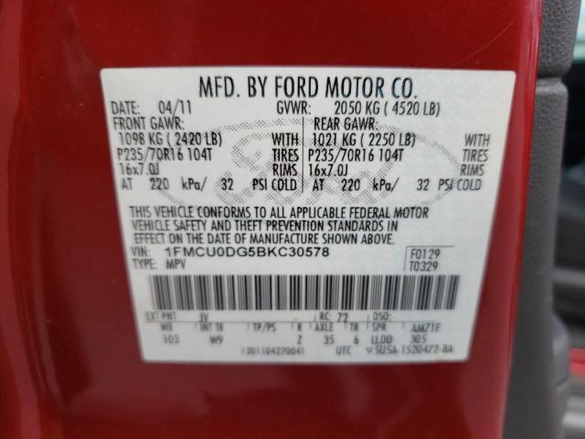 Photo 10 from auction – 2011 FORD ESCAPE XLT with VIN 1FMCU0DG5BKC30578