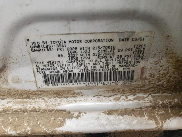 Photo 10 from auction – 2001 TOYOTA RAV4 with VIN JTEGH20V910024924