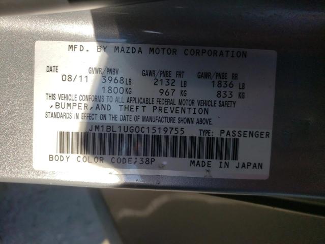 Photo 10 from auction – 2012 MAZDA 3 I with VIN JM1BL1UG0C1519755