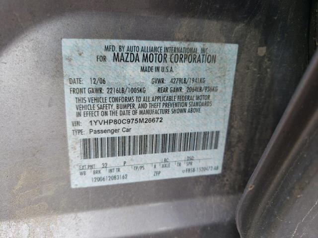 Photo 10 from auction – 2007 MAZDA 6 I with VIN 1YVHP80C975M26672