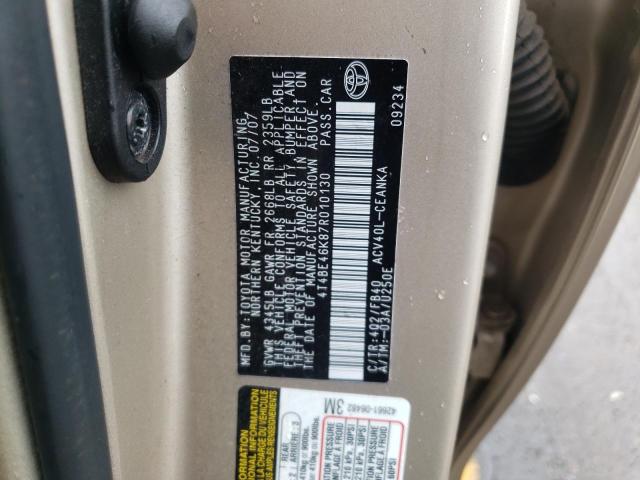 Photo 10 from auction – 2007 TOYOTA CAMRY CE with VIN 4T4BE46K87R010130
