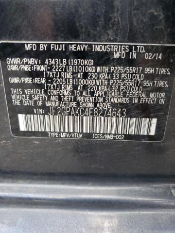 Photo 10 from auction – 2014 SUBARU XV CROSSTR with VIN JF2GPAKC4E8274643