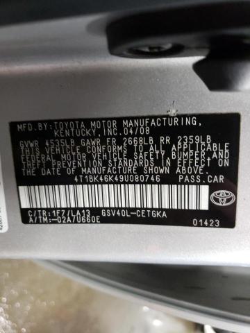 Photo 10 from auction – 2009 TOYOTA CAMRY SE with VIN 4T1BK46K49U080746