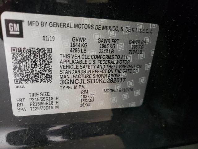Photo 10 from auction – 2019 CHEVROLET TRAX 1LT with VIN 3GNCJLSB0KL282017