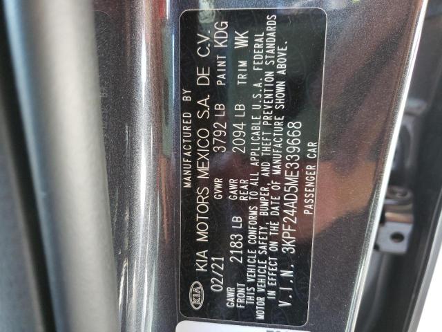 Photo 10 from auction – 2021 KIA FORTE FE with VIN 3KPF24AD5ME339668