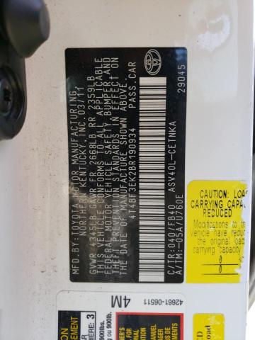 Photo 10 from auction – 2011 TOYOTA CAMRY BASE with VIN 4T4BF3EK2BR190934