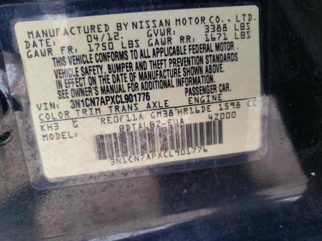 Photo 10 from auction – 2012 NISSAN VERSA S with VIN 3N1CN7APXCL901776