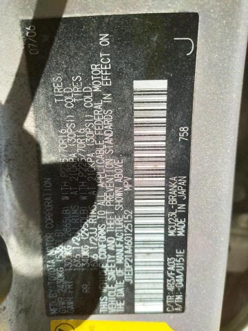 Photo 10 from auction – 2006 TOYOTA HIGHLANDER with VIN JTEDP21A460125152