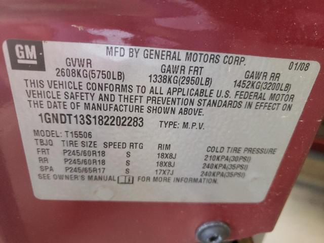 Photo 10 from auction – 2008 CHEVROLET TRAILBLAZE with VIN 1GNDT13S182202283