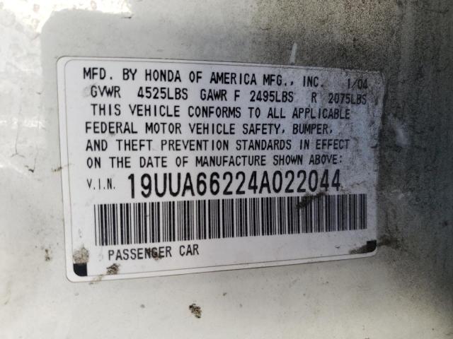 Photo 10 from auction – 2004 ACURA TL with VIN 19UUA66224A022044