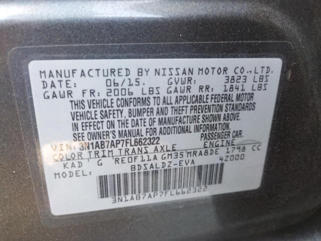 Photo 10 from auction – 2015 NISSAN SENTRA S with VIN 3N1AB7AP7FL662322