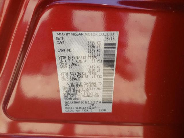 Photo 10 from auction – 2014 NISSAN PATHFINDER with VIN 5N1AR2MM4EC613274