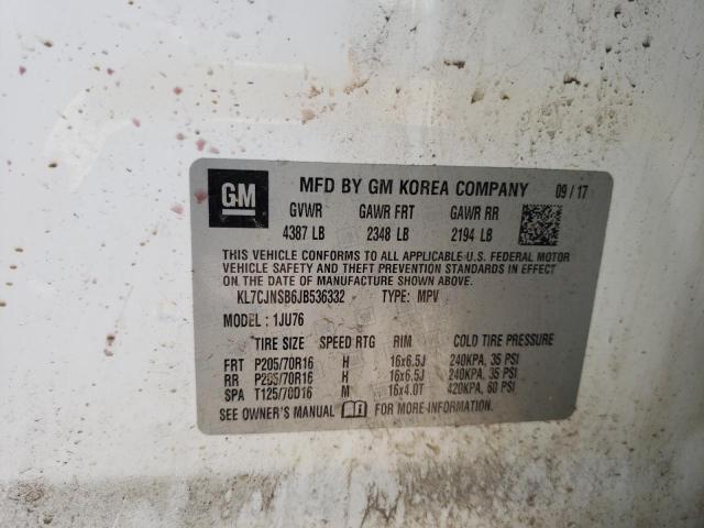 Photo 10 from auction – 2018 CHEVROLET TRAX with VIN KL7CJNSB6JB536332