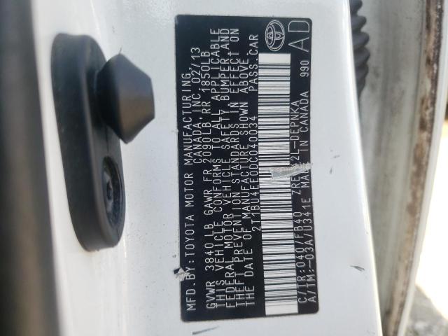 Photo 10 from auction – 2013 TOYOTA COROLLA BA with VIN 2T1BU4EE0DC040034