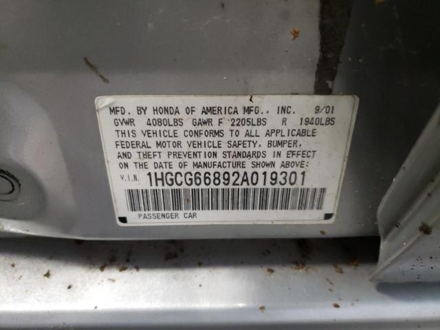 Photo 10 from auction – 2002 HONDA ACCORD EX with VIN 1HGCG66892A019301