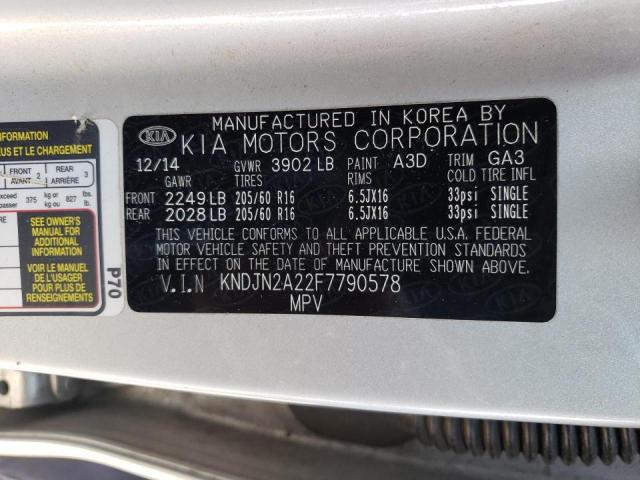 Photo 10 from auction – 2015 KIA SOUL with VIN KNDJN2A22F7790578