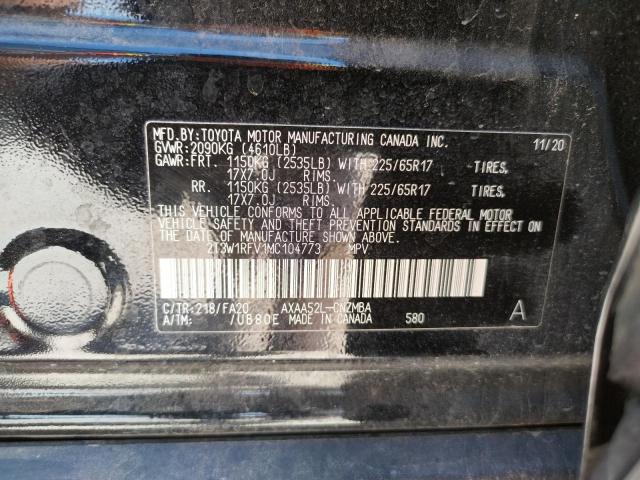 Photo 10 from auction – 2021 TOYOTA RAV4 XLE with VIN 2T3W1RFV1MC104773