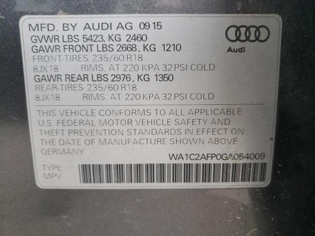 Photo 10 from auction – 2016 AUDI Q5 PREMIUM with VIN WA1C2AFP0GA054009