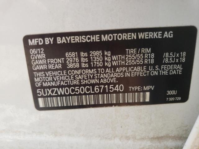 Photo 10 from auction – 2012 BMW X5 XDRIVE3 with VIN 5UXZW0C50CL671540