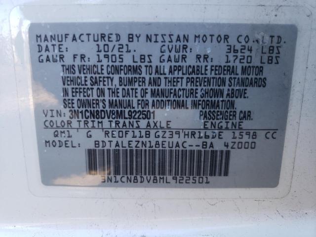 Photo 10 from auction – 2021 NISSAN VERSA S with VIN 3N1CN8DV8ML922501