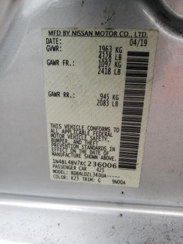 Photo 10 from auction – 2019 NISSAN ALTIMA S with VIN 1N4BL4BV7KC236006