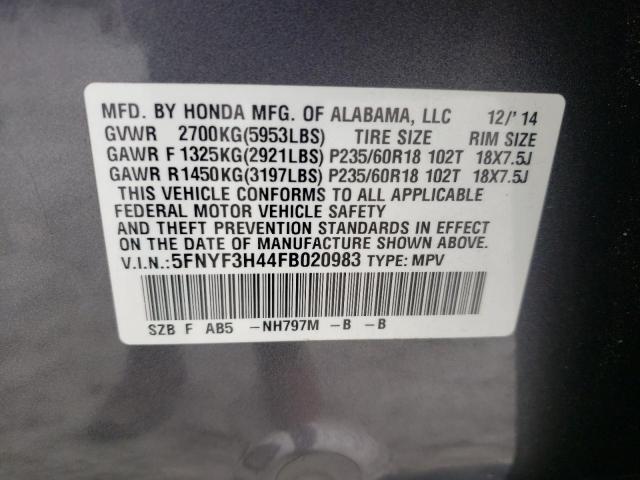 Photo 10 from auction – 2015 HONDA PILOT EX with VIN 5FNYF3H44FB020983