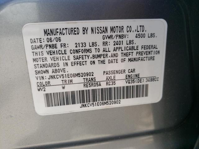 Photo 10 from auction – 2006 INFINITI G35 with VIN JNKCV51E06M520902
