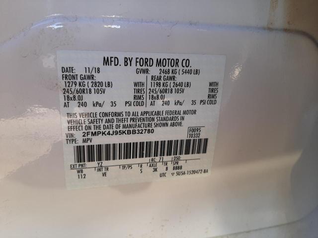 Photo 10 from auction – 2019 FORD EDGE SEL with VIN 2FMPK4J95KBB32780