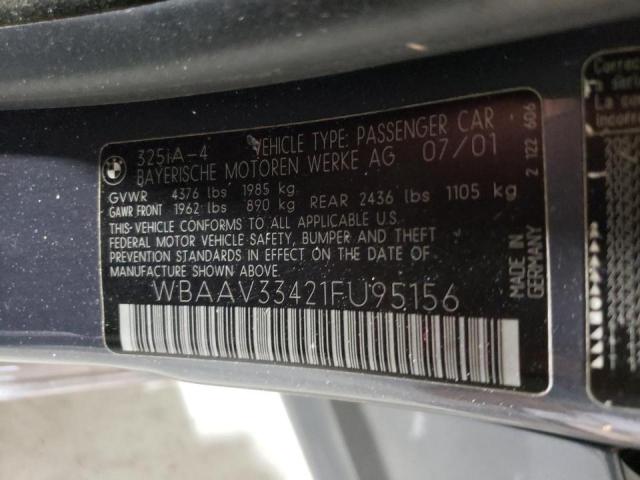 Photo 10 from auction – 2001 BMW 325 I with VIN WBAAV33421FU95156