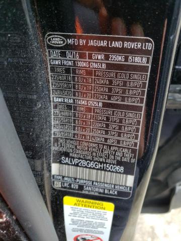 Photo 10 from auction – 2016 LAND ROVER RANGE ROVE with VIN SALVP2BG6GH150268