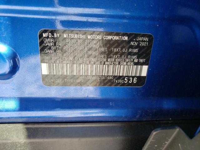 Foto 10 de la subasta – 2022 MITSUBISHI ECLIPSE CR con VIN JA4ATWAA6NZ051490