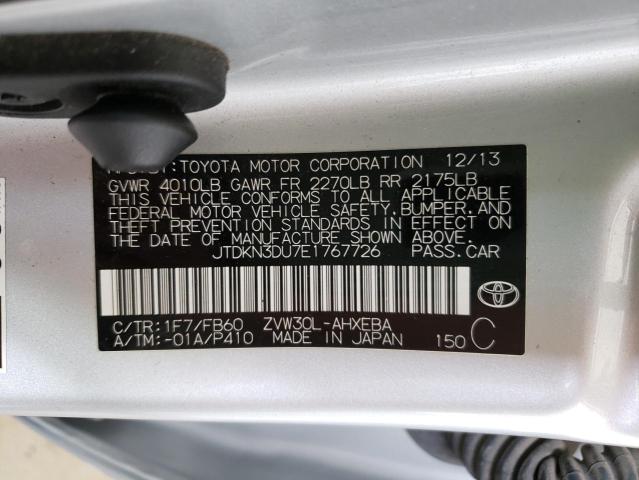 Photo 10 from auction – 2014 TOYOTA PRIUS with VIN JTDKN3DU7E1767726