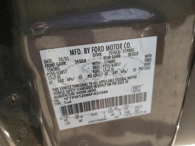 Photo 10 from auction – 2006 FORD F150 SUPER with VIN 1FTPW12586FA33586
