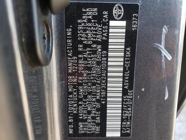 Photo 10 from auction – 2010 TOYOTA CAMRY BASE with VIN 4T1BF3EK2AU100819