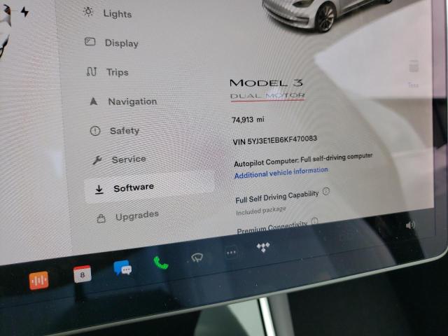 Photo 8 from auction – 2019 TESLA MODEL 3 with VIN 5YJ3E1EB6KF470083