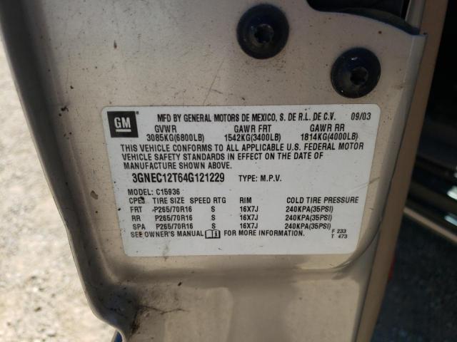 Photo 10 from auction – 2004 CHEVROLET AVALANCHE with VIN 3GNEC12T64G121229