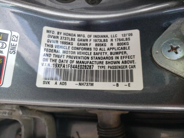 Photo 10 from auction – 2010 HONDA CIVIC EX with VIN 19XFA1F84AE028287