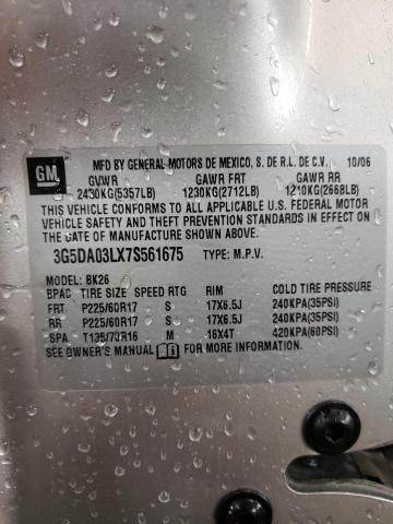 Photo 10 from auction – 2007 BUICK RENDEZVOUS with VIN 3G5DA03LX7S561675
