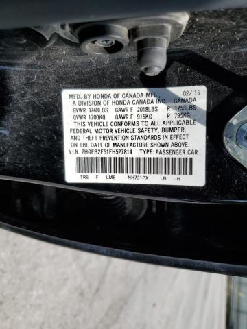 Photo 10 from auction – 2015 HONDA CIVIC LX with VIN 2HGFB2F51FH527814