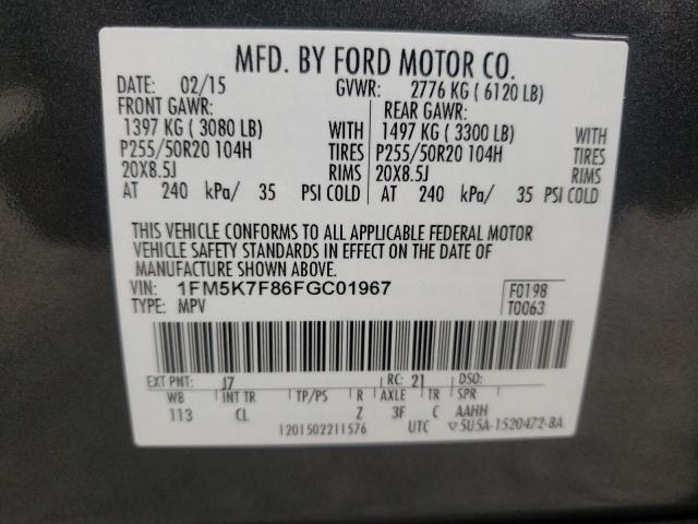 Photo 10 from auction – 2015 FORD EXPLORER L with VIN 1FM5K7F86FGC01967