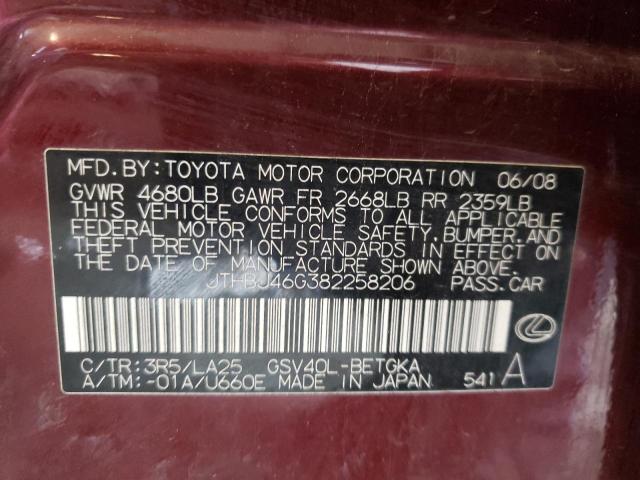 Photo 10 from auction – 2008 LEXUS ES 350 with VIN JTHBJ46G382258206