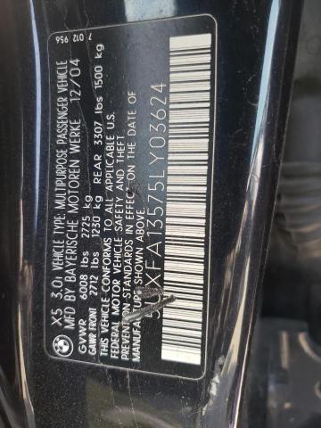 Photo 10 from auction – 2005 BMW X5 3.0I with VIN 5UXFA13575LY03624