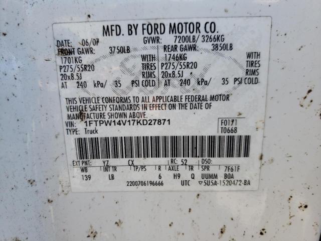 Photo 10 from auction – 2007 FORD F150 SUPER with VIN 1FTPW14V17KD27871