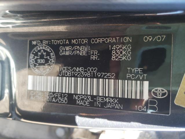 Photo 10 from auction – 2008 TOYOTA YARIS with VIN JTDBT923981197252