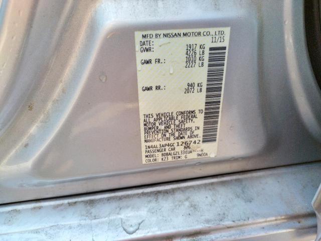 Photo 10 from auction – 2016 NISSAN ALTIMA 2.5 with VIN 1N4AL3AP4GC126742